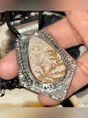 Lightweight Fern- Like German Dendritic Agate Pendant 2 1/2”